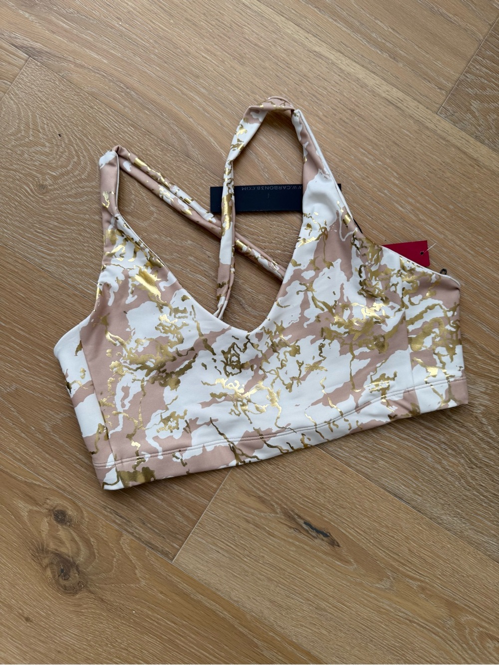 Carbon Pink & Gold Marble Sports Bralette